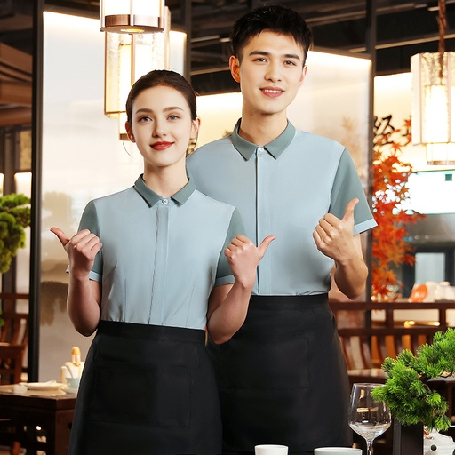 New Embroidery High Quality Full Sleeves Fast Food Restaurant Waiter Workwear Polo Shirt