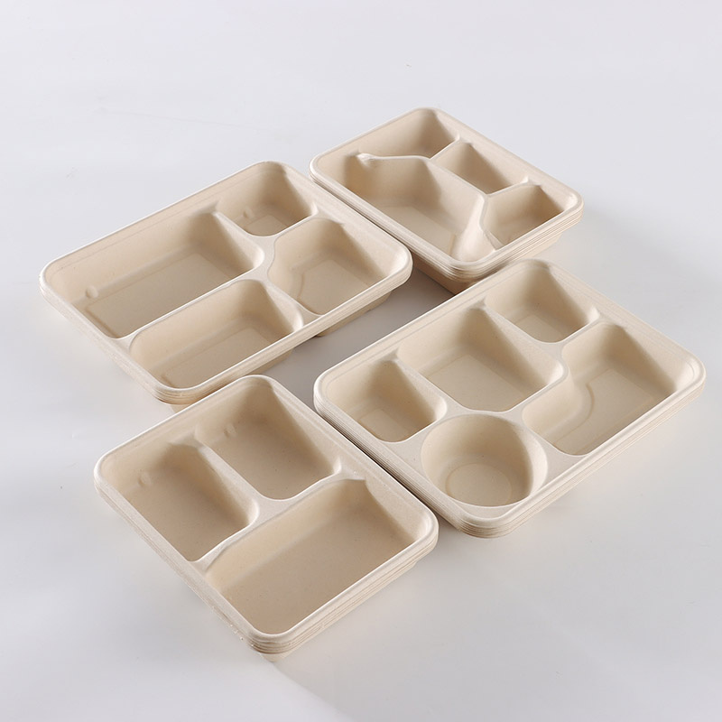 Manufacturer Food Grade Bagasse Container Restaurant Takeout 45 Square Disposable Packaging Box Lunch Box