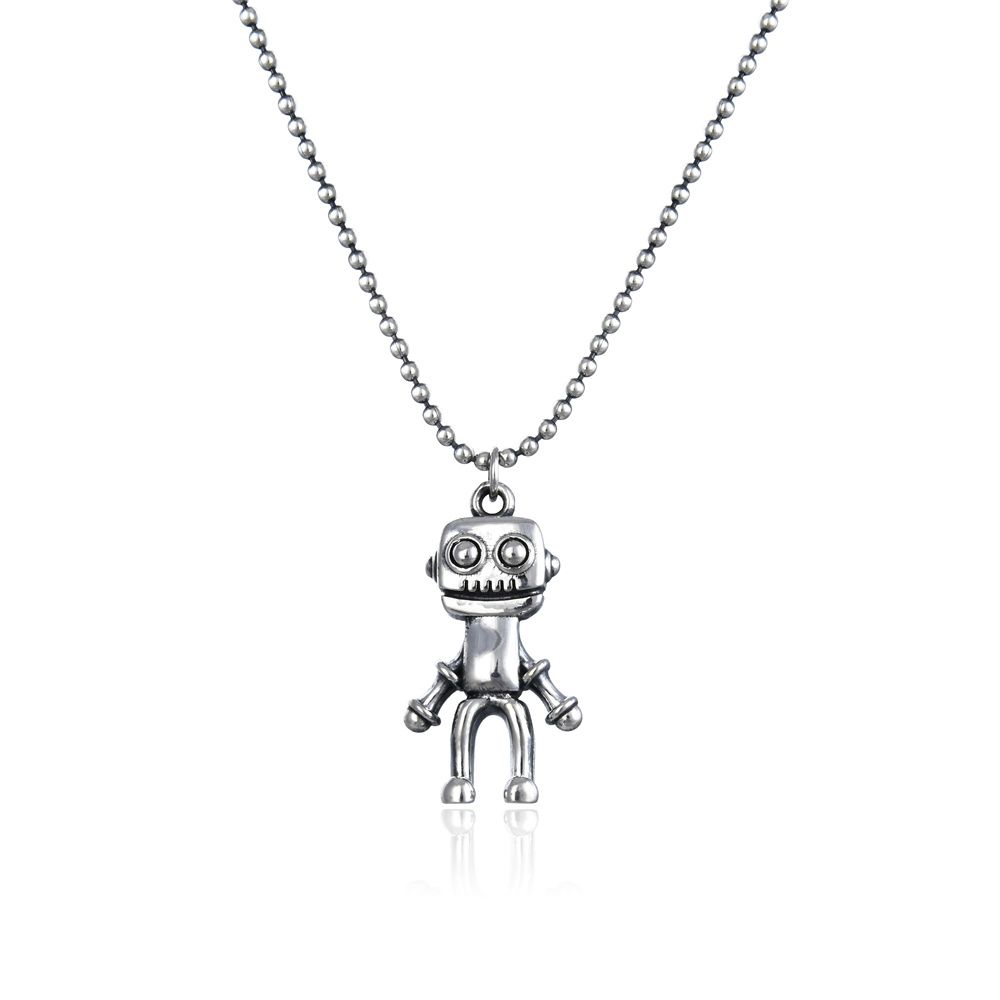 Robot 925 Sterling Silver Bead Necklace