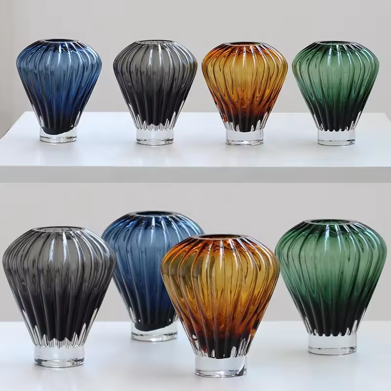 Modern Art Home Wedding Decor Table Flower Arrangement Unique Hot Air Balloon Shape Hand Blown Colorful Luxury Glass Floral Vase