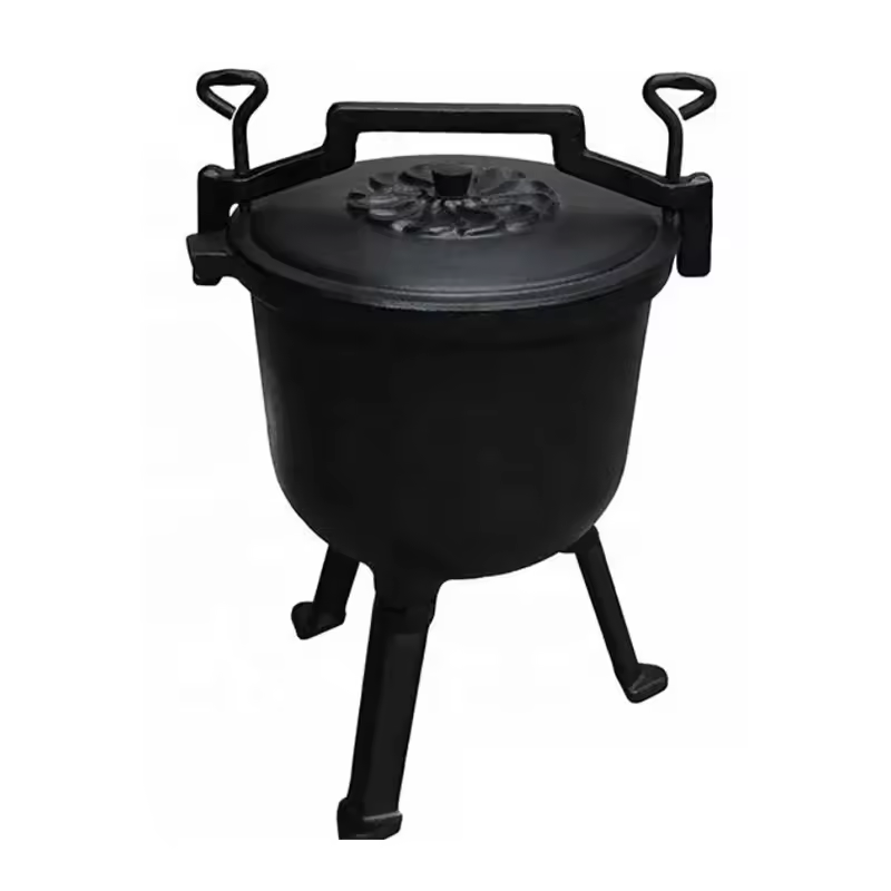 Hot Sale 4l Cast Iron Heavy Duty Kitchen Dutch Oven Pot Three Legs With Lid Camp Camping Travel Stove