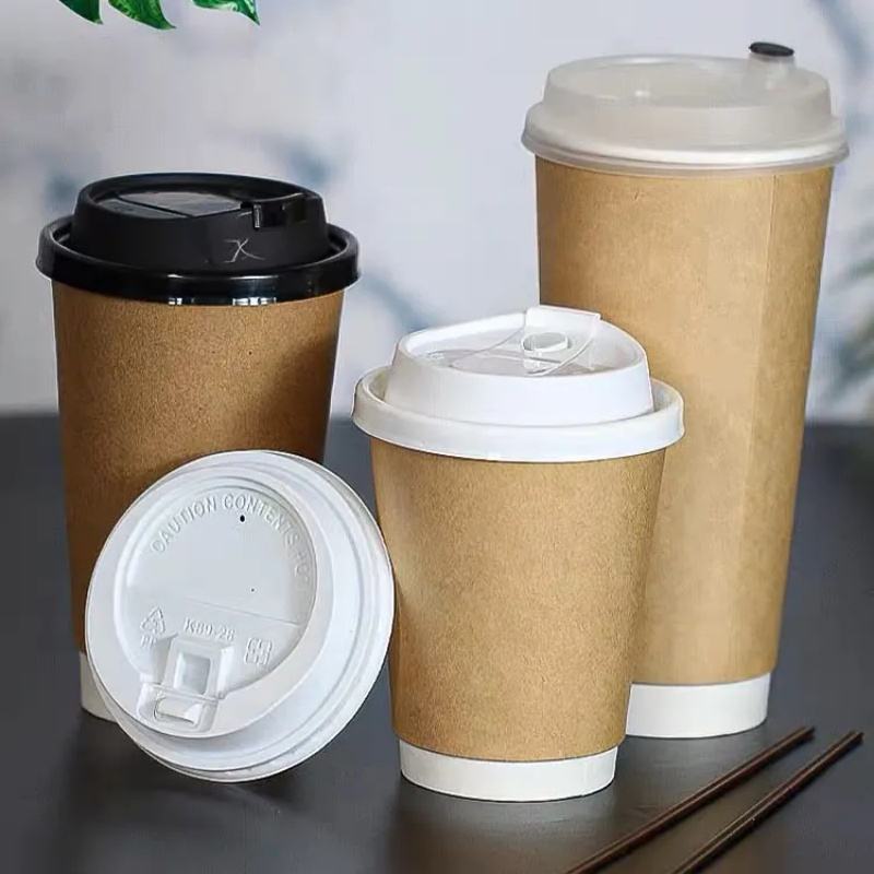 Disposable Hot Drink with Lids White Coffee Bulk Wax Paper Cups