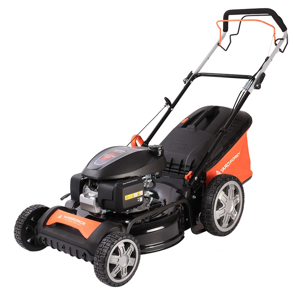 Yard Force Honda 167cc Self-Propelled Lawn Mower, 51cm (20") Steel Deck & 7-Level Cutting - 65L Hybrid Bag, Mulching/Side Discharge - GM H51