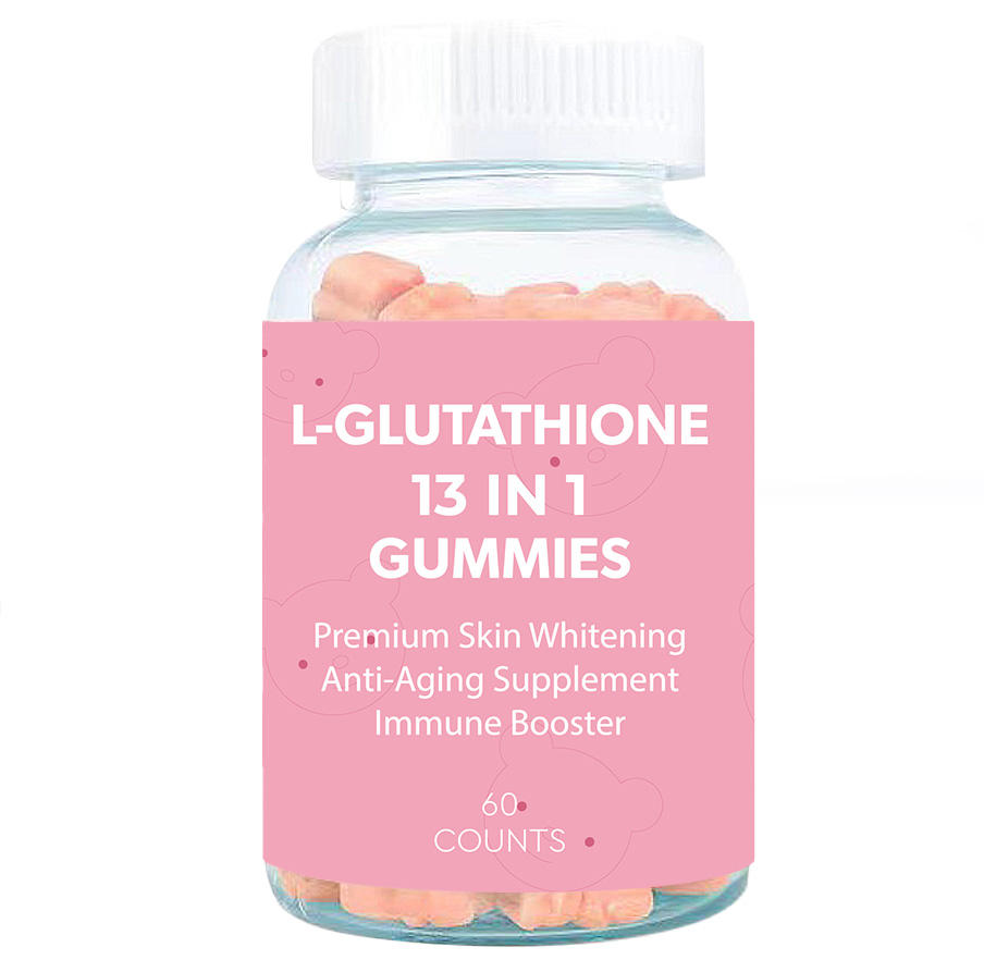 Have Stock OEM Private Label Organic L-glutathione Collagen 13 in 1 Skin Whitening Brightening Gummies