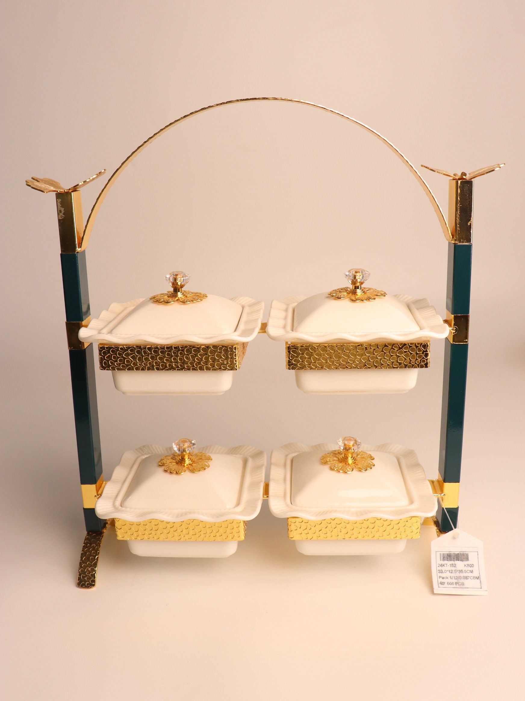 New High-End Gold-Plated Ceramic Square Fruit Tray