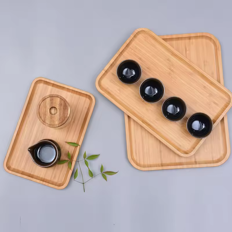 Multi Bamboo Plates For Kitchen Bamboo Serving Trays Customized Logo Home Plates & Dishes For Fruit Tea Snack