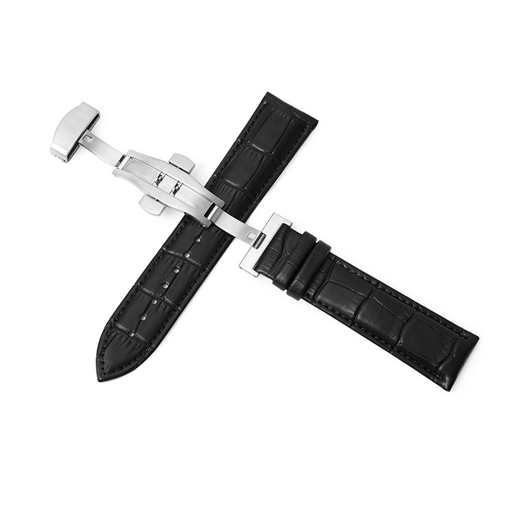with Butterfly Buckle OEM Stock 10mm to 24mm Genuine Cow Leather Watch Strap