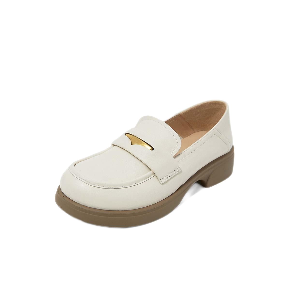 Women's Business Casual Loafers with Chunky Heel and Classic Moc Toe Design