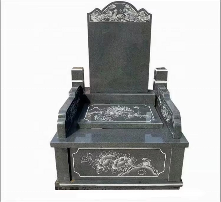 Modern American Double Heart Headstone China Black Granite Monuments Rose Engraved Tombstone Granite Slab Tombstones for Trade