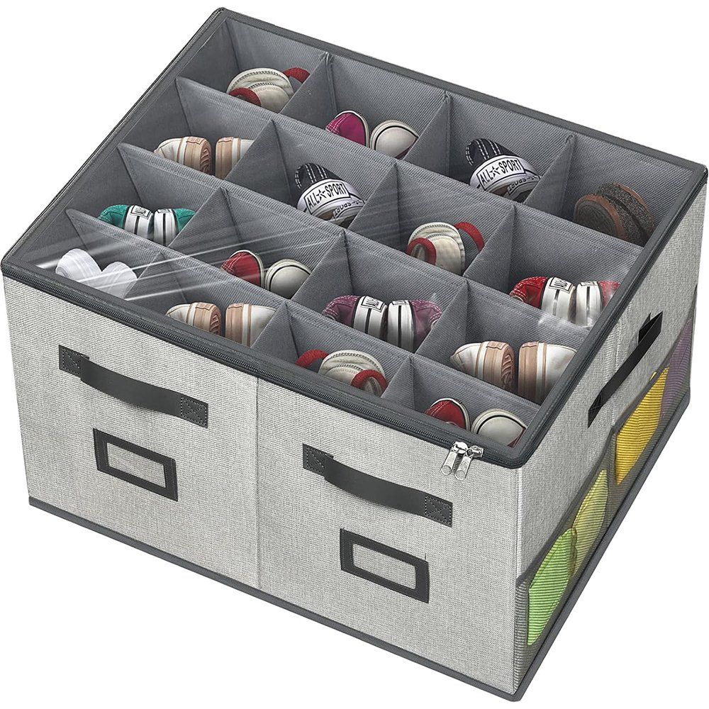 Stackable Foldable Fabric Shoe Box for Closet with Clear Cover Wholesale