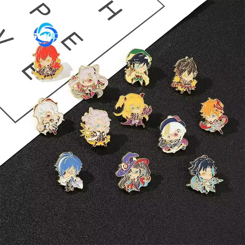 Cross-border Hot Game Animation Original God Around Brooch Wendi Bell From Carving Clear Kli 77 Creative Metal Badge