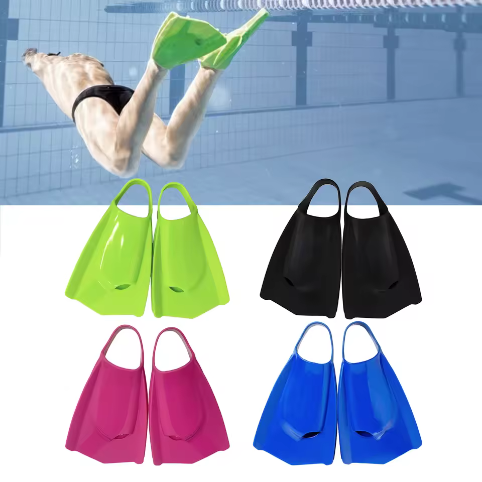Pool Training Swim Fins Floating Swimming Fin Snorkeling Flippers Silicone Short Blade Fins With Fixed Heel Strap