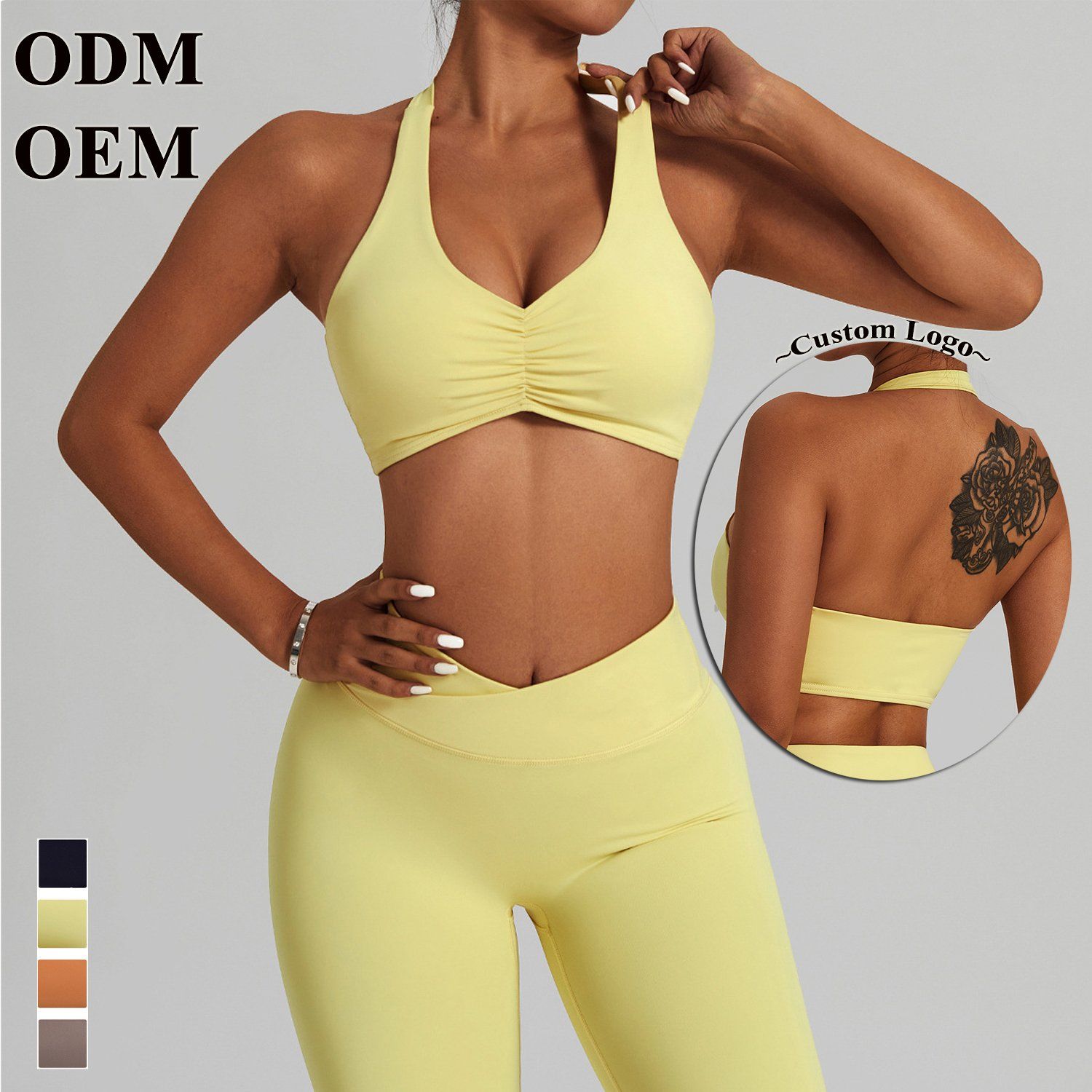 Wholesale V-Neck Yoga Wear Low MOQ Fitness Gym Hlter Top Solid-Color Sports Bra for Women Clothing