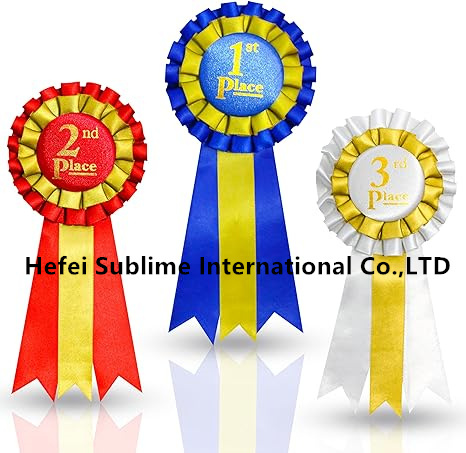 Premium Award Ribbons Blue, Red, White - 1 Set (3 Ribbons)