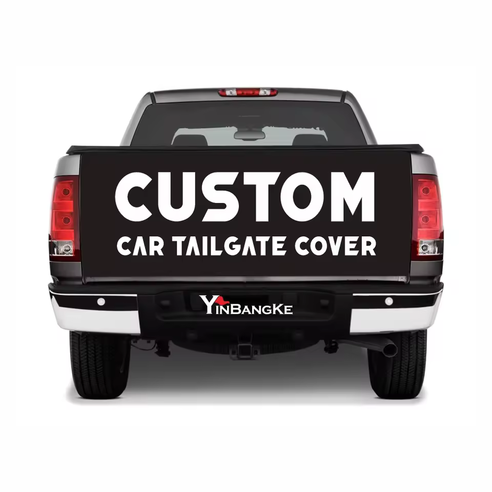 New Arrival Fast Delivery 5x2.3ft Custom Design Size Stretch Fabric Car Tailgate Covers Banners