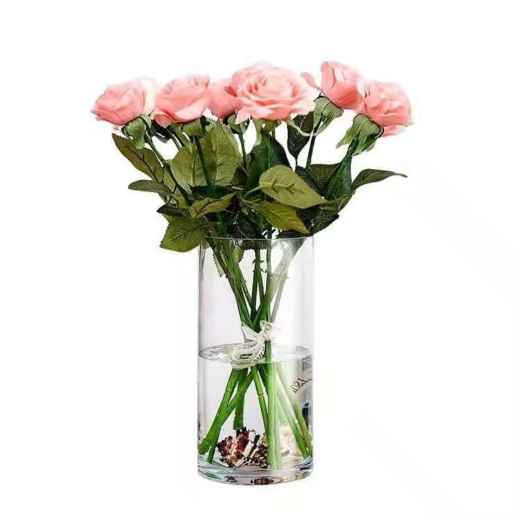 Classic Straight Transparent Glass Wedding Vase Low Moq For Home Use For Flowers Candle Holder Or Bottle-factory Wholesale