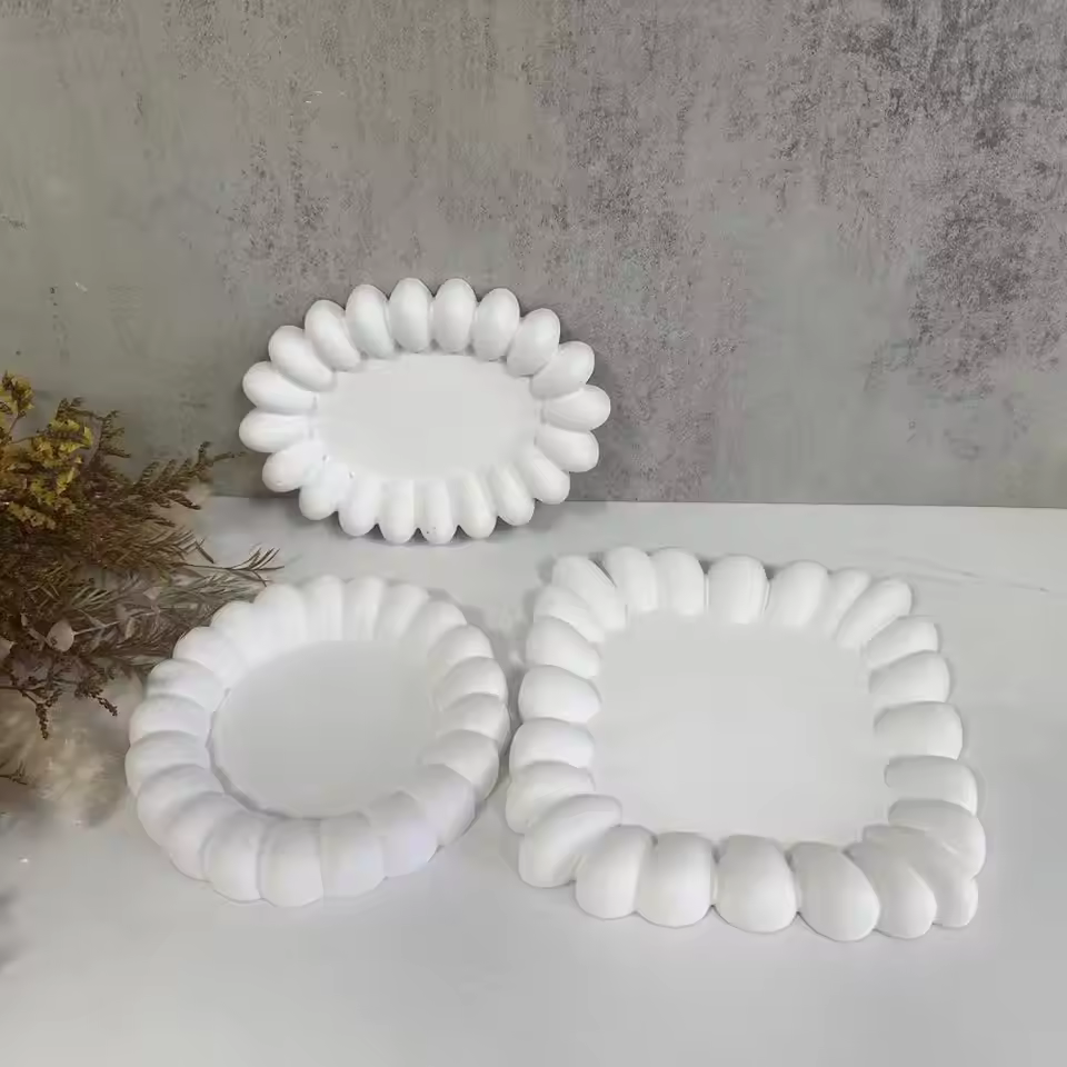M40467 Oval Direction Round Bubble Coaster Bubble Coaster Plate Gypsum Resin Silicone Mold