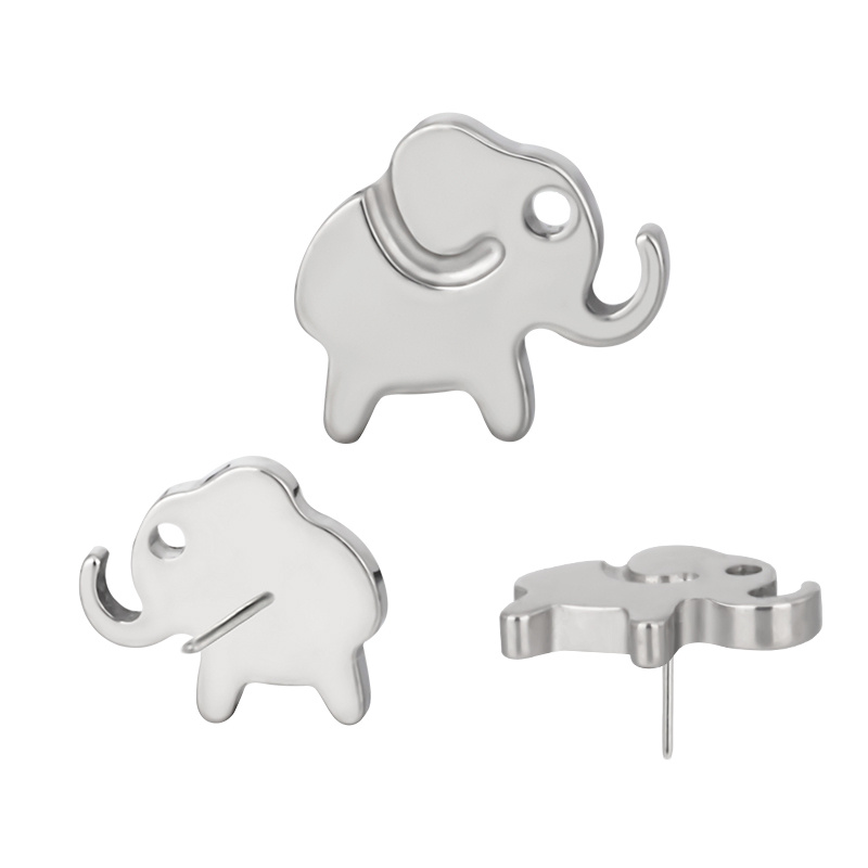 Ready to Ship 14G 16g 18g Threadless Top Labret Push Pin Elephant Threadless Top Earring Nose Ring Piercing Jewelry