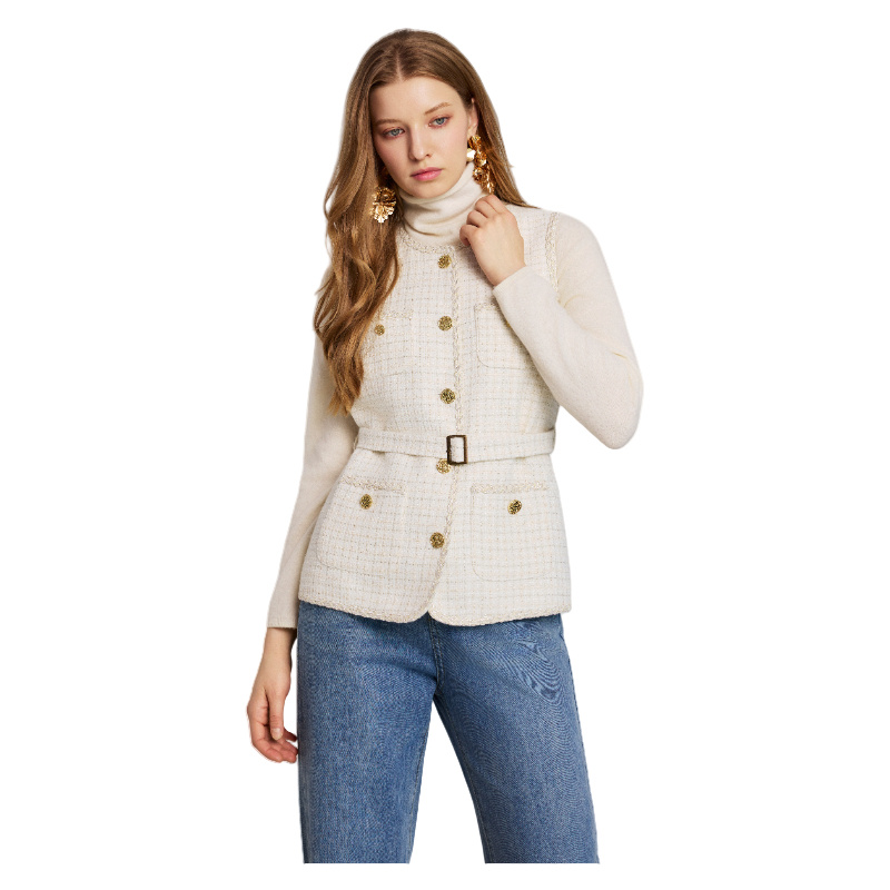 Stylish Fringe Detail Contemporary Look Women Tweed Made to Measure Factory for Social Events