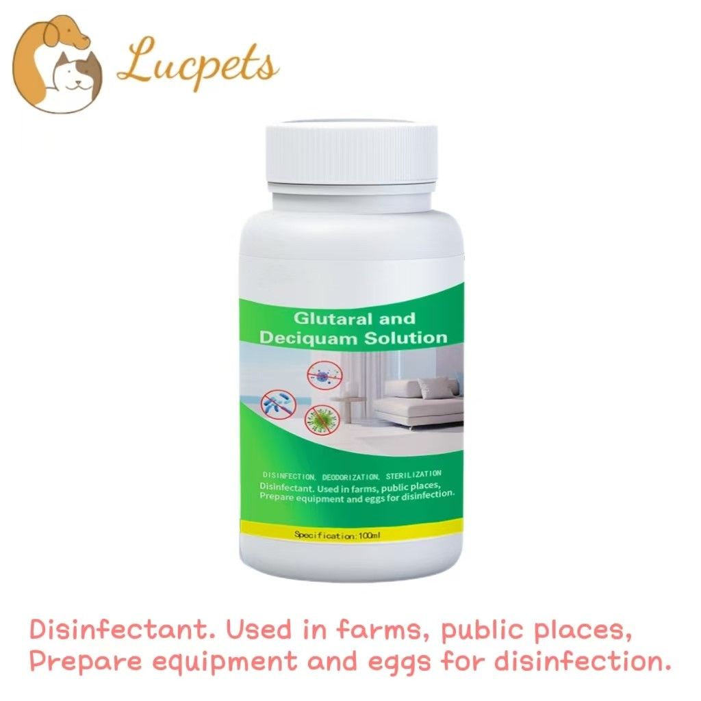 Glutaral and Deciquam Solution for Pets Disinfectant. Used in Farms, Public Places, Prepare Equipment and Eggs for Disinfection.