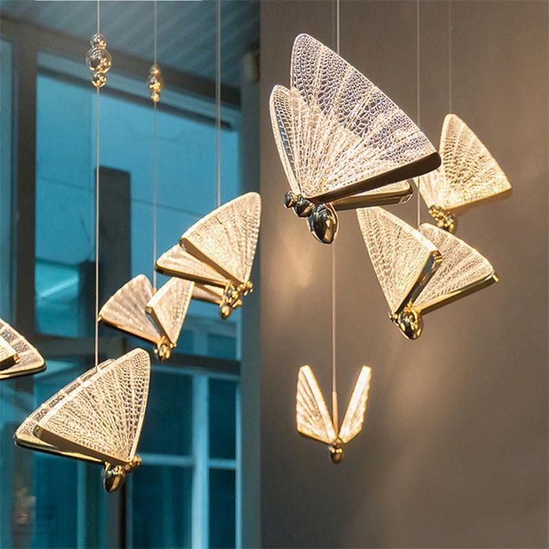 Dropshipping Modern Creative Butterfly Pendant Ceiling LED for Home Nordic Butterfly Chandelier Light