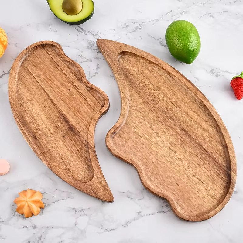 Wooden Serving Tray Designed Wooden Dinner Plates Acacia Kitchen Utensils 2PCS Cutting Board