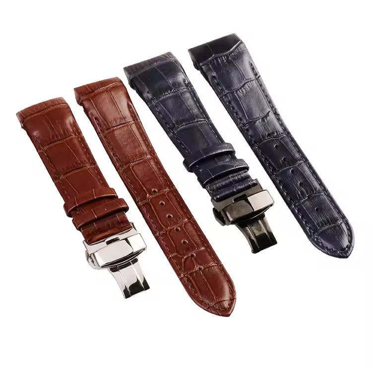 High Quality Luxury 2pcs Snakeskin Leather Watch Strap 18/20/22/24mm Soft Noble Metal Buckle For Smart Watches