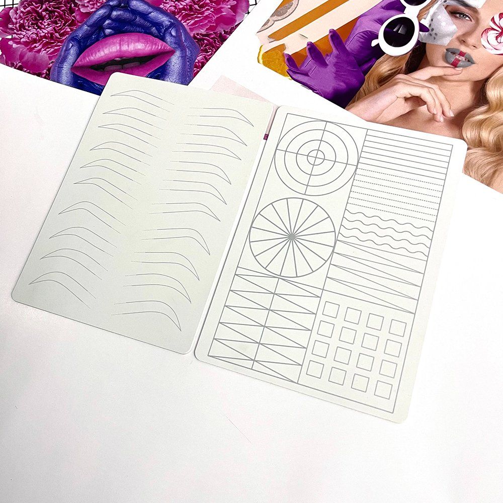 OEM Double Side Eyebrow Tattoo Practice Sheet Microshading Training Silicone Microblading Practice Skin with Sliver Line