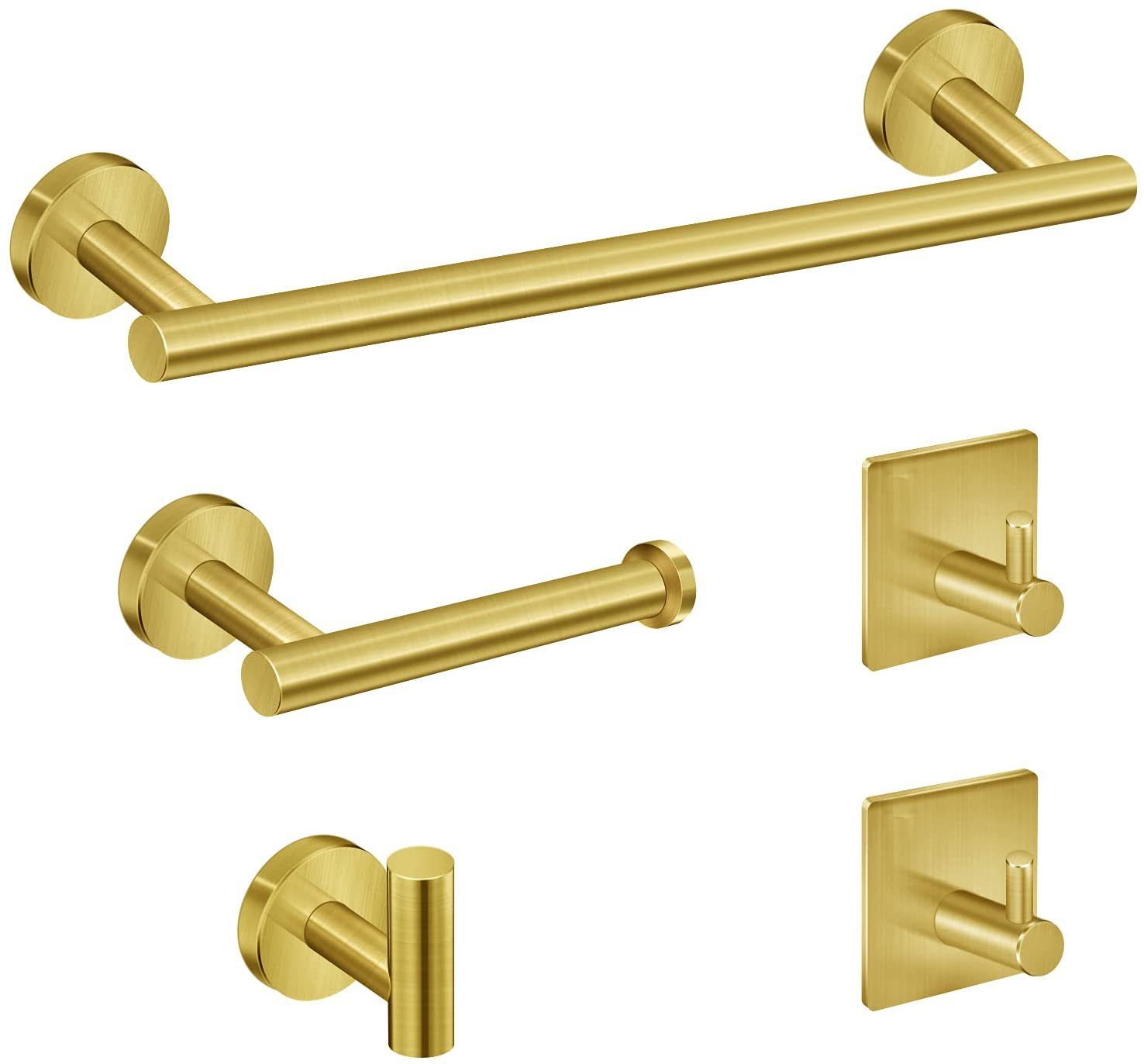 Brass Hardware 5 Piece Hotel Bathroom Accessories Gold Set Luxury