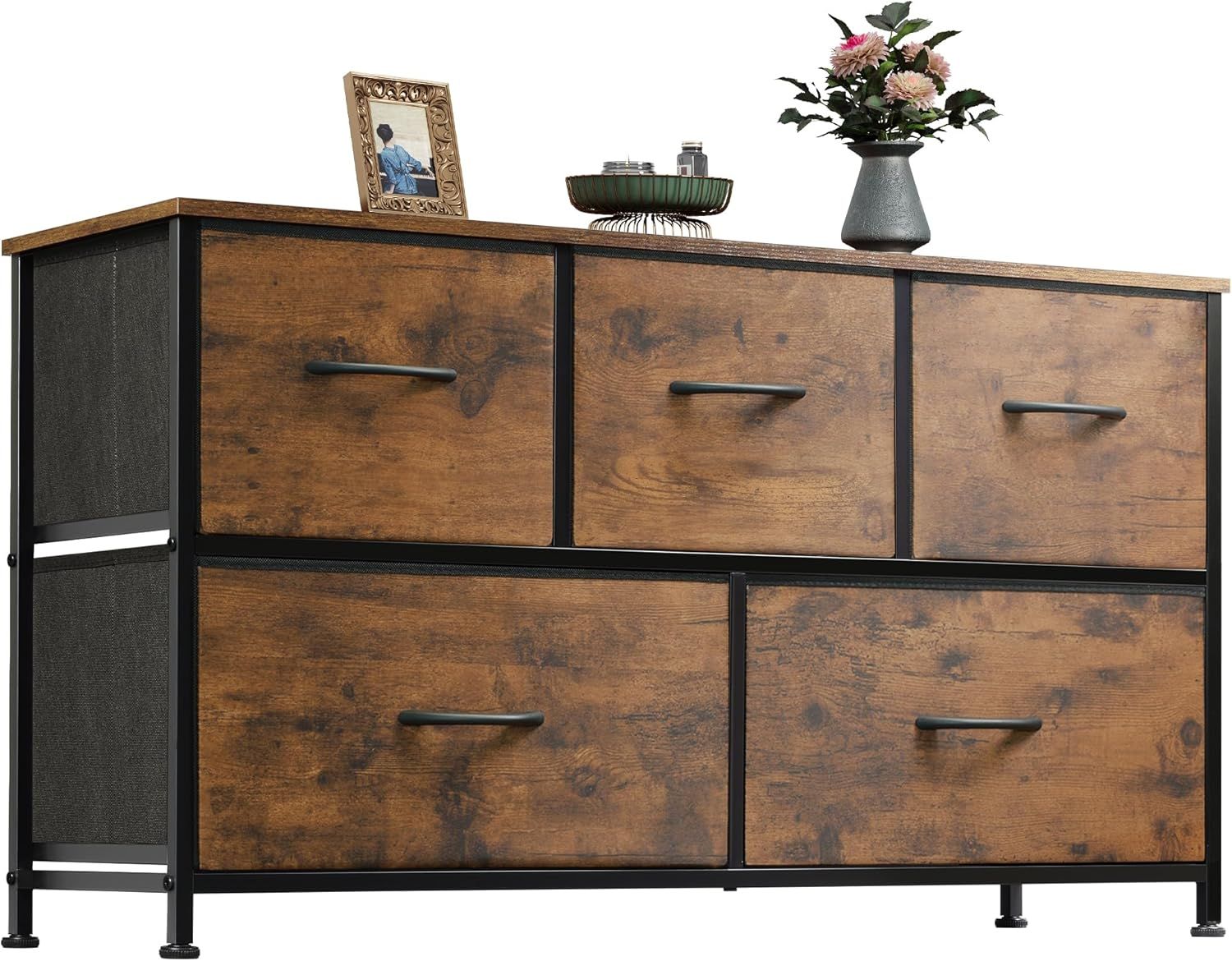 Dresser for Living Room with 5 Drawers Wide Chest of Drawers