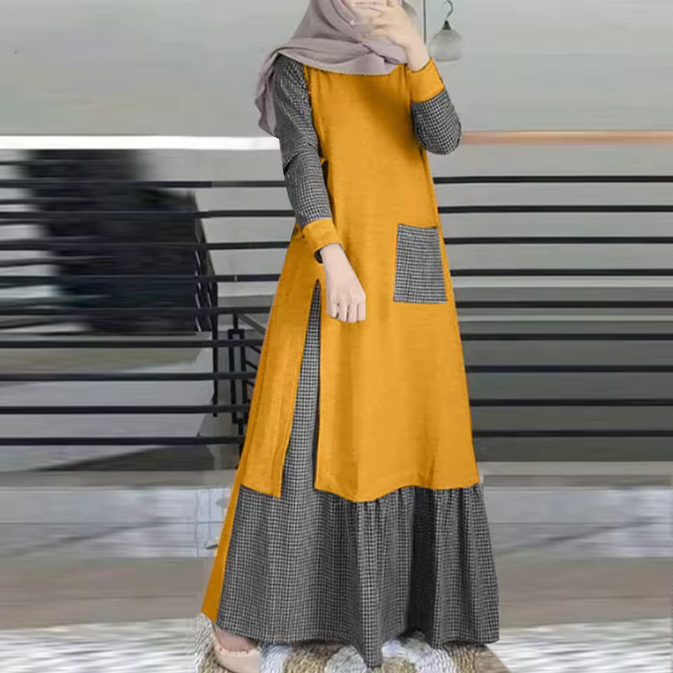 Style Summer Ol Temperament Women's Cotton Pullover Long Sleeve Round Neck Dress Origin Supply