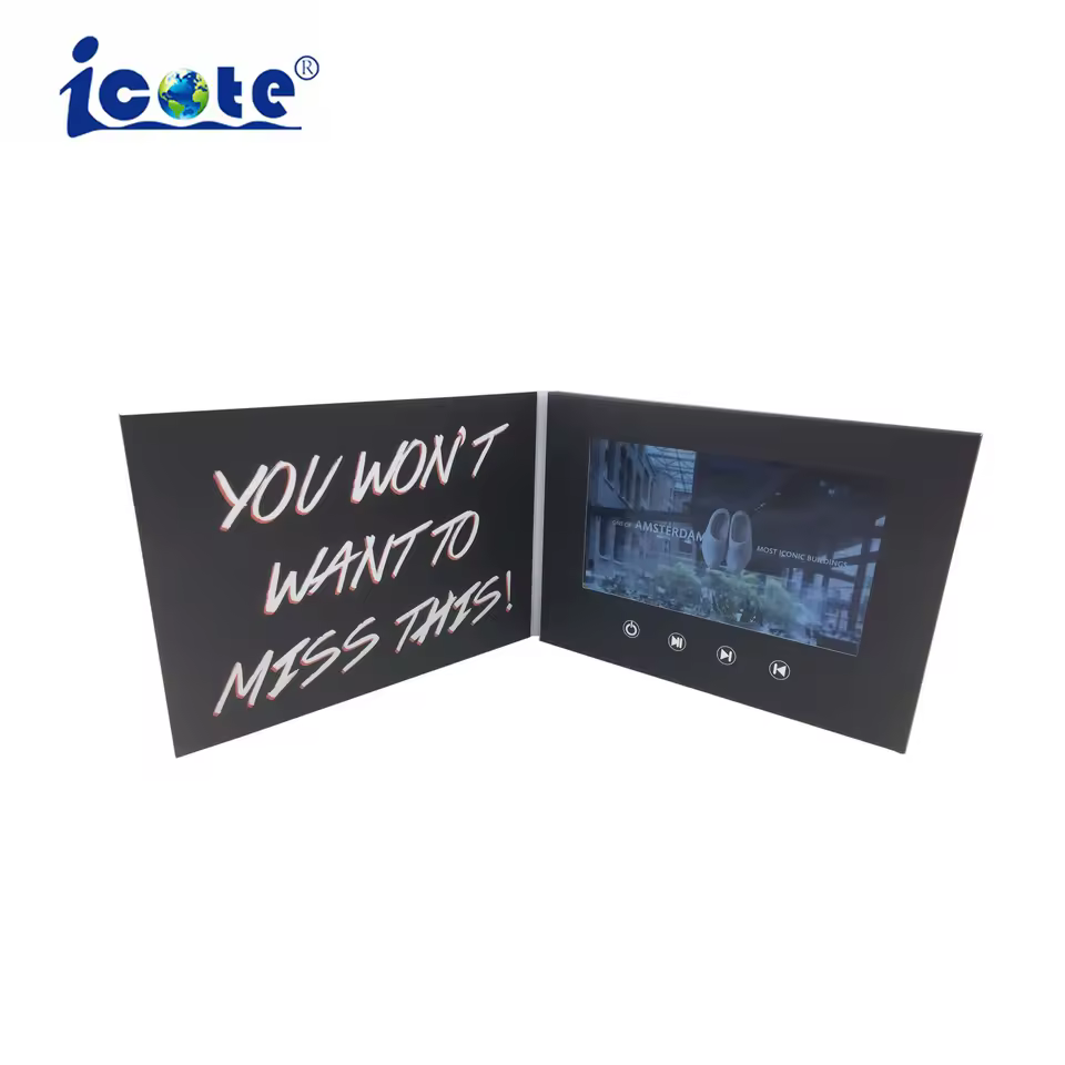 7 Inch Classic Black Lcd Video Brochure-Invitation & Greeting Card