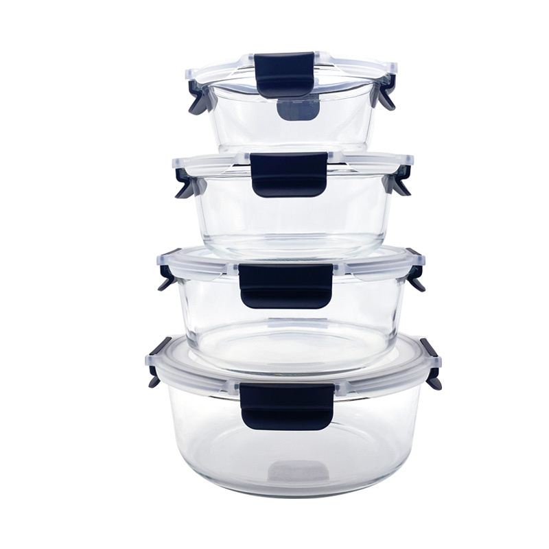 Round Glass Food Container with Detachable Lid