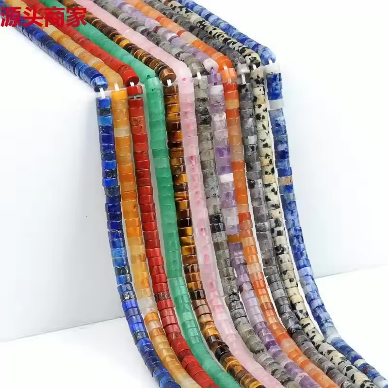 2025 Hot Selling Fashionable Natural Stone Gemstone Loose Beads 2*4 Mm Bracelet Size Mix Color Beads For Jewelry Making