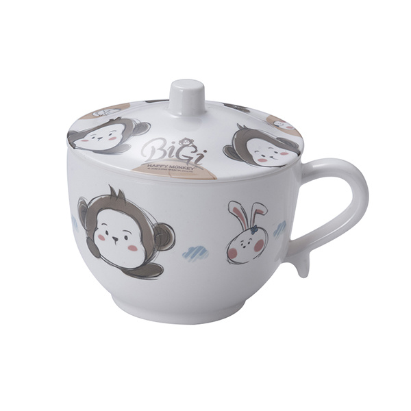 OEM Acceptable Melamine Kid Mug with Cover Lid