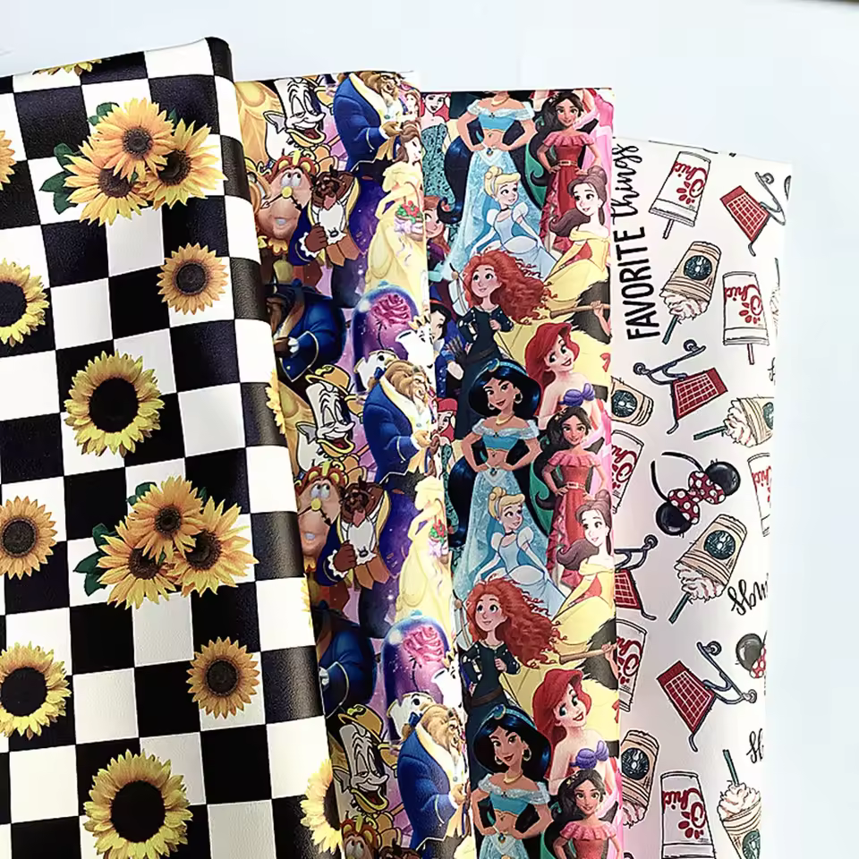 Low Moq Fast Shipping Print Vinyl Designer Faux Leather Fabric For Shoes And Bags