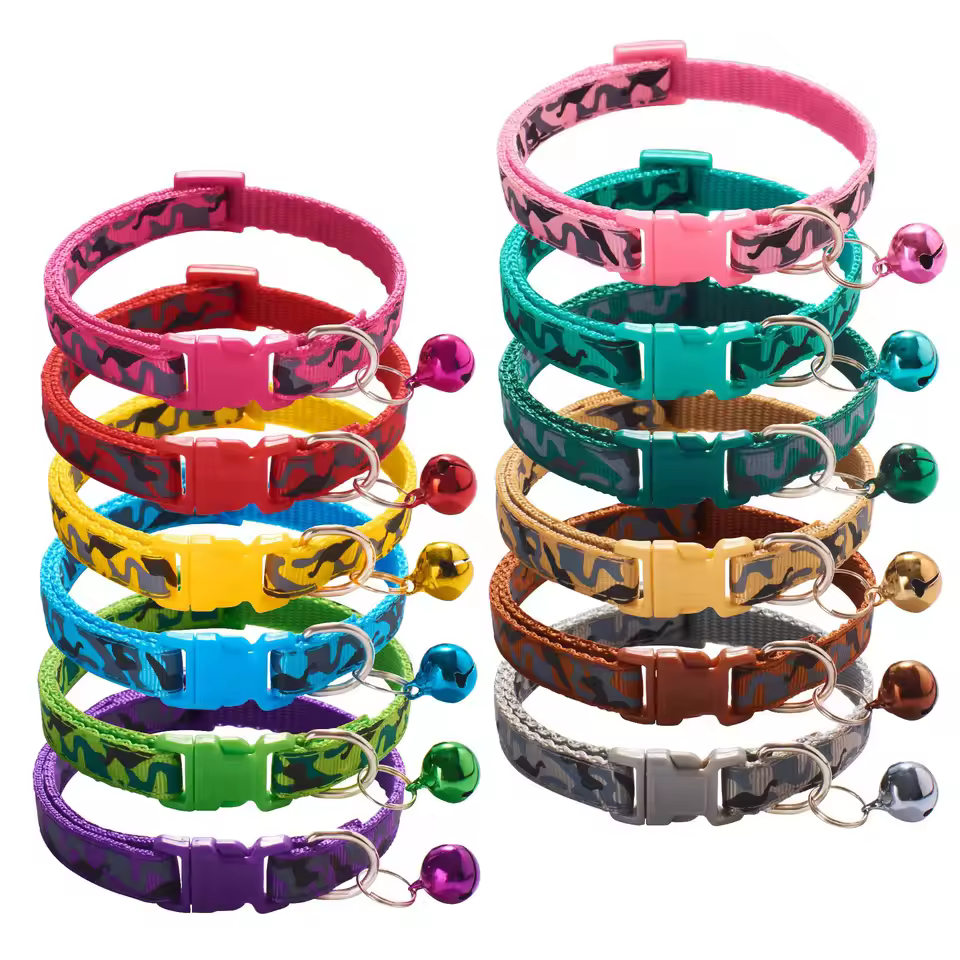 Ready To Ship Hot Selling 12 Colors Print Camo Small Cat Collar Personalized