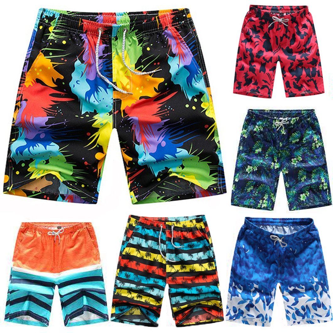 Mens Tie Dye Swim Shorts Quick Dry Swimming Trunks Couples Matching Swimwear Floral Boardshort Plaid Swimsuit
