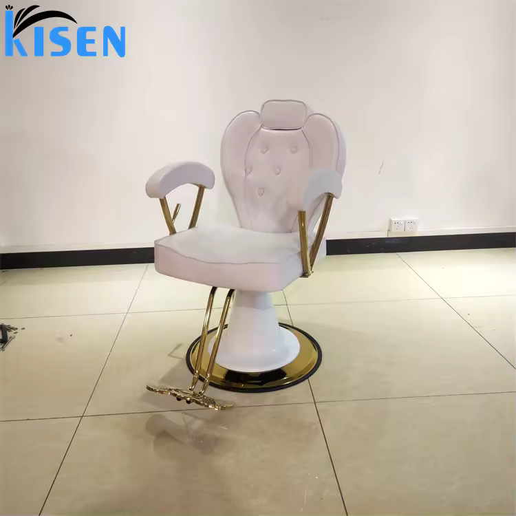 Kisen Private Label New Style Salon Furniture Pink White Black Hydraulic Styling Barber Shop Hair Cut Chair For Sale