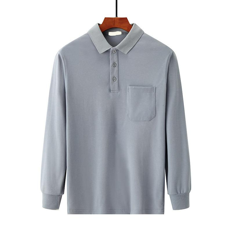 New Stylish 100% Cotton Long Sleeve Plain Design Mens Polo Shirt with Pocket