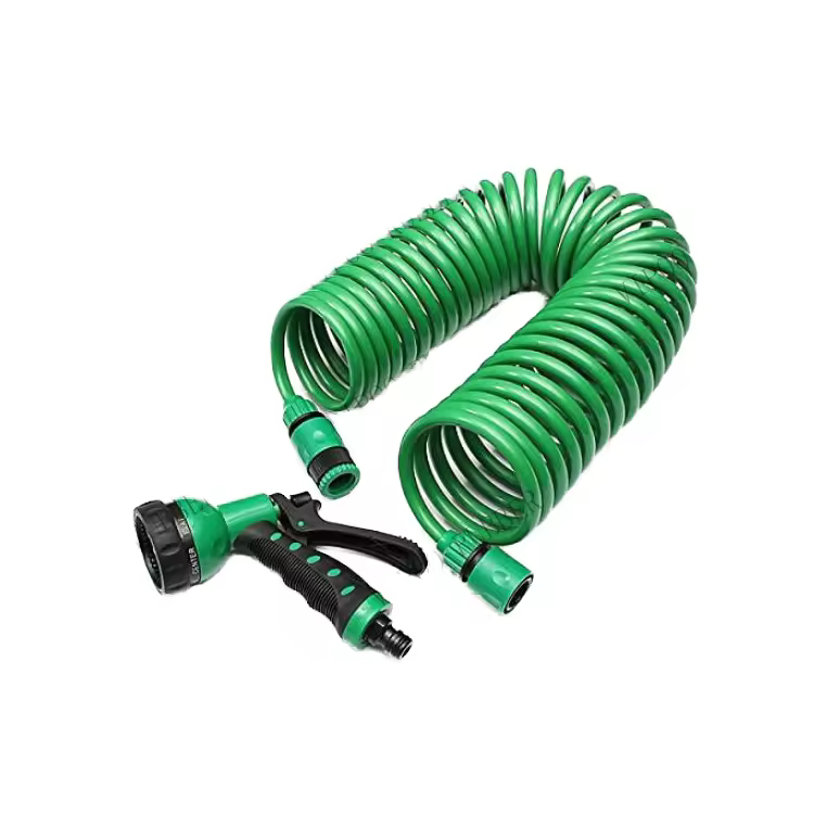 3/4 Coiled Retractable Garden Hose Expandable Plastic Garden Watering Hose With Spray Gun Garden Hose Reels