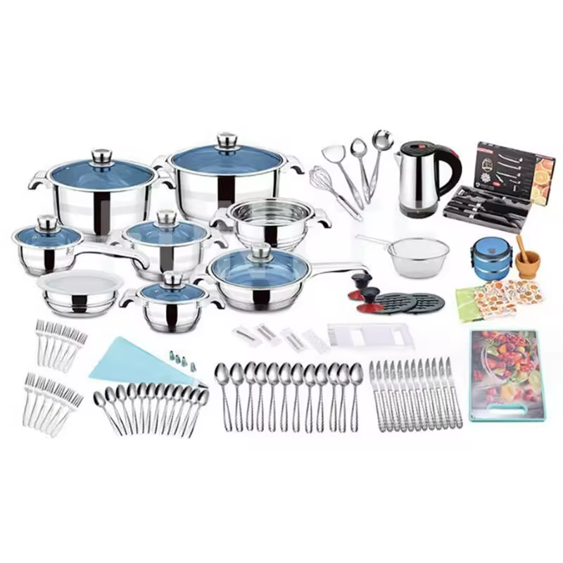 Funite 110-piece Stainless Steel Cookware Set-induction Compatible Glass Lid Eco-friendly Modern Design