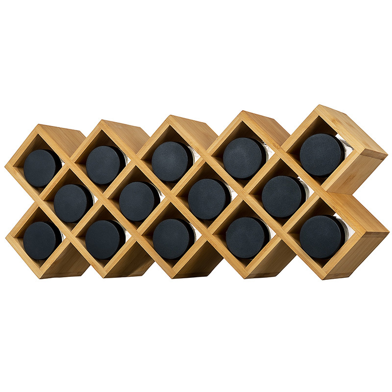 Kitchen Countertop Spice Storage & Container Bamboo Spice Rack Organizer 4-Tier Criss-Cross with Glass Spice Bottles