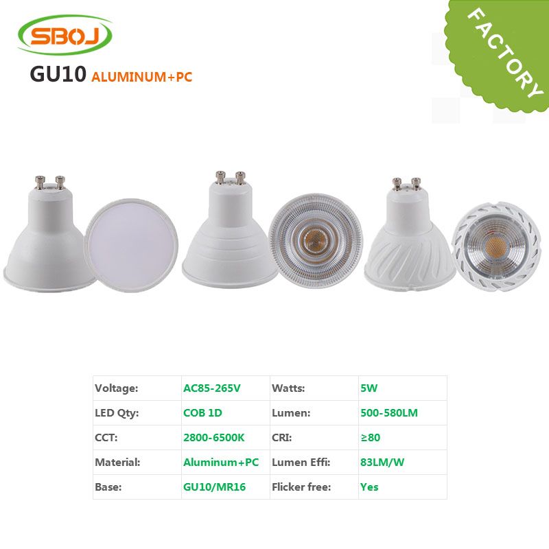LED Interior Ceiling Home Lighting MR16 GU10 Plastic Coated Aluminum Plug Type Bulb Light