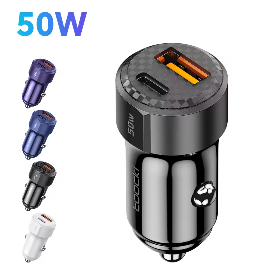 Toocki New Design 50w Universal Mobile Car Chargers Power A Type And Type-c Port Car Charger