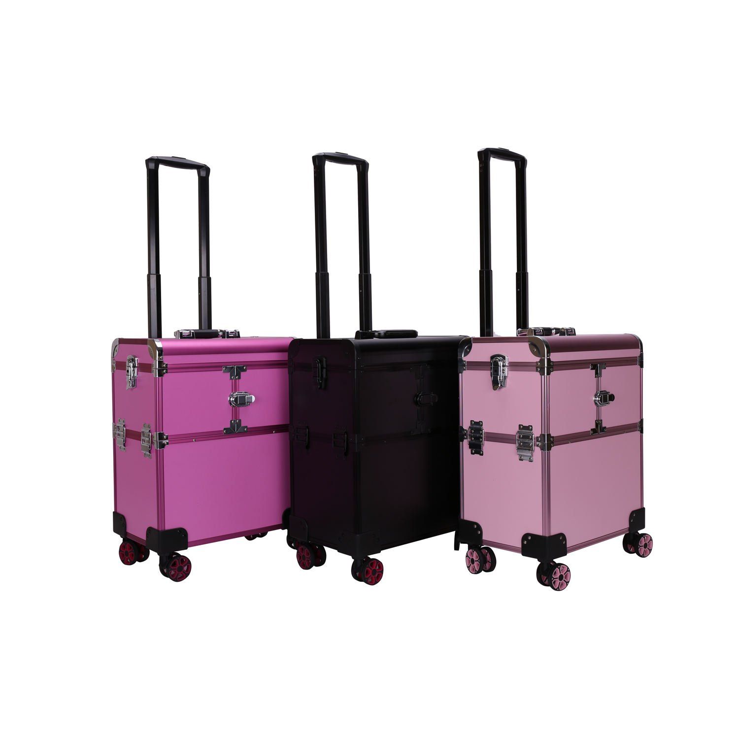 Stylish Rolling Makeup Train Case Organizer with Removable Tray