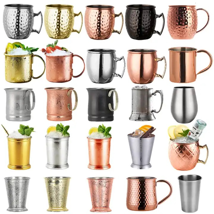 Plated Copper Gold Black New Hammer Point Vodka Whiskey Coffee Mug Moscow Mule Mug Pure Copper Mug for Lee Spirits Wave Bully Boy
