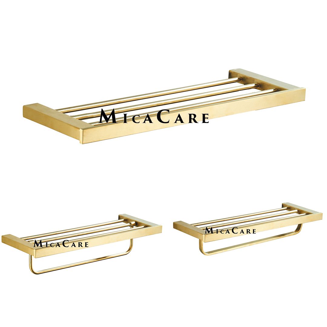 Luxury Gold Satin Steel 304 Square Bathroom Towel Rack