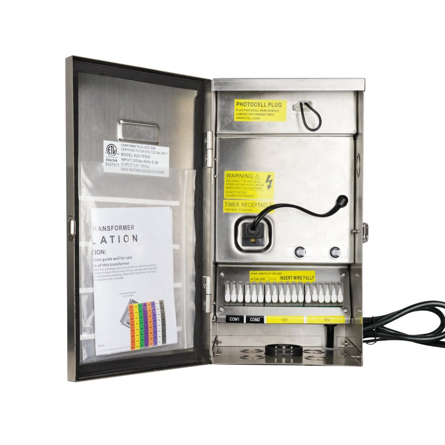 300W 600W ETL Fast Connection Low Voltage High-Performance Multi-Tap 120VAC/240VAC Transformer for Outdoor Lighting