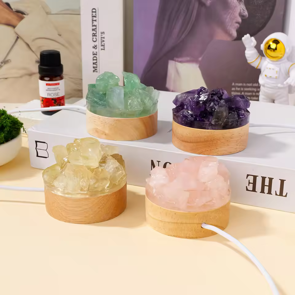 Wholesale Natural Crystal Raw Stone Lamp Original Stone Creative Crystal Night Lights For Home Bedroom Decoration